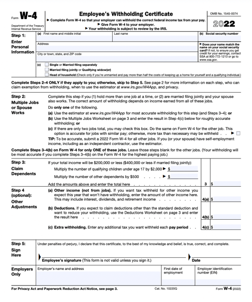 Irs Gov Form W4 2023 Printable Forms Free Online